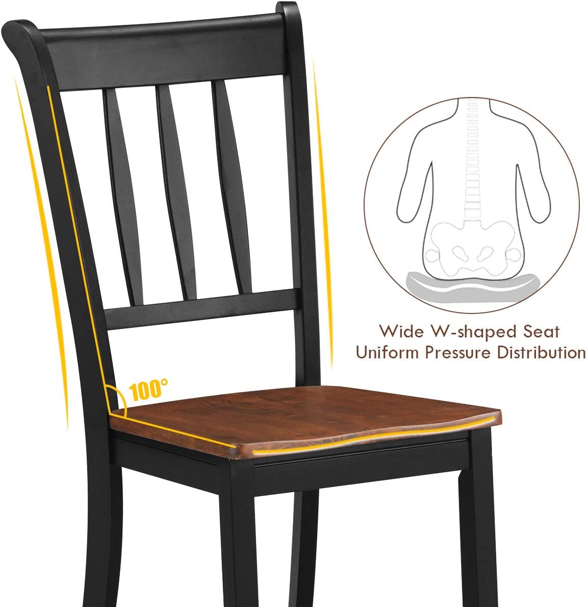 2 Pieces Solid Wood Whitesburg Dining Chairs with Spindle Back and Wood Seating