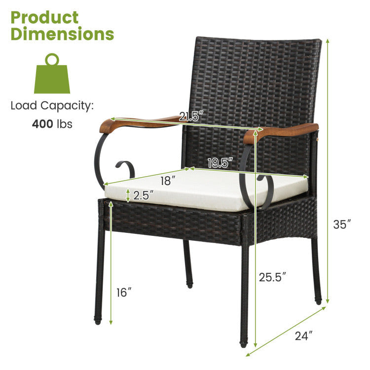 7 Pieces Outdoor Dining Table Set All-Weather Patio Bar Furniture Set with Umbrella Hole and Cushion