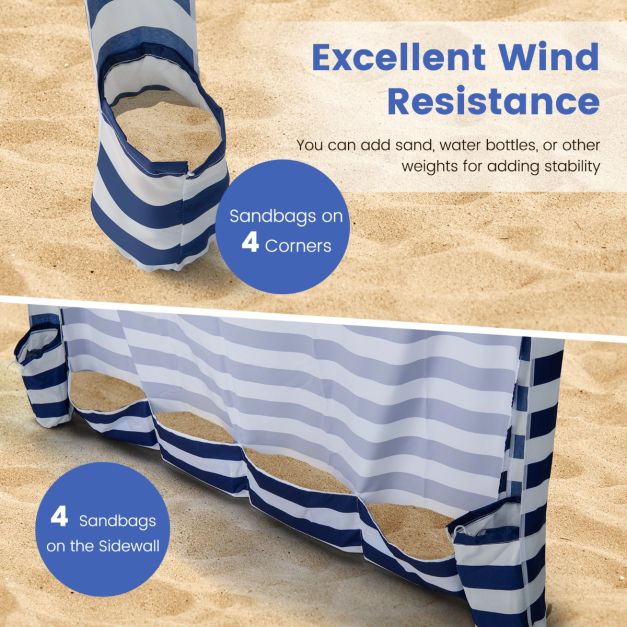 1.8 X 1.8M Foldable Beach Cabana Tent with Carrying Bag and Detachable Sidewall