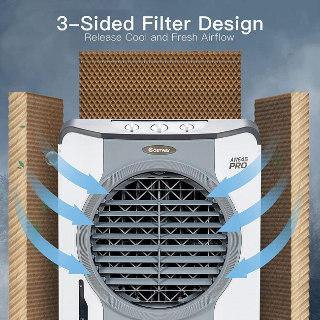 4-in-1 Portable Evaporative Air Purifier Air Cooler With 45L Tank and 3 Wind Speeds for Room Home Office