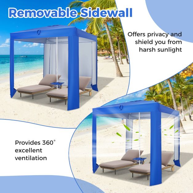 Easy Setup 2 x 2M Beach Tent with Folding Table and UPF 50+ Protection