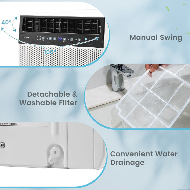 10000/12000 BTU(Ashrae) U Shaped Window Air Conditioner Dual Control Window Ac Unit Dehumidifier with 6 Modes and 3 Wind Speed