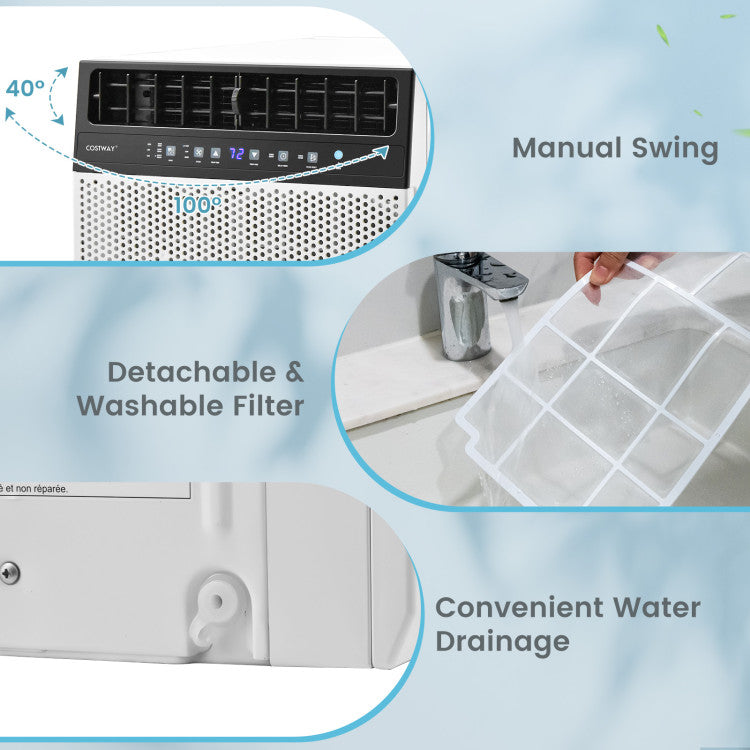 10000/12000 BTU(Ashrae) U Shaped Window Air Conditioner Dual Control Window Ac Unit Dehumidifier with 6 Modes and 3 Wind Speed