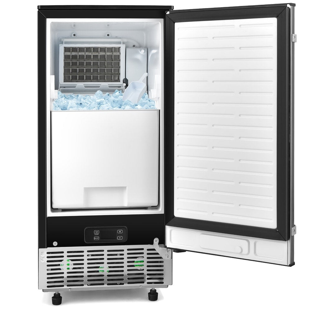 80Lbs/24H Commercial Built-in Lab Ice Maker Free-Standing Under Counter Ice Machine with LED Light and 24H Timer