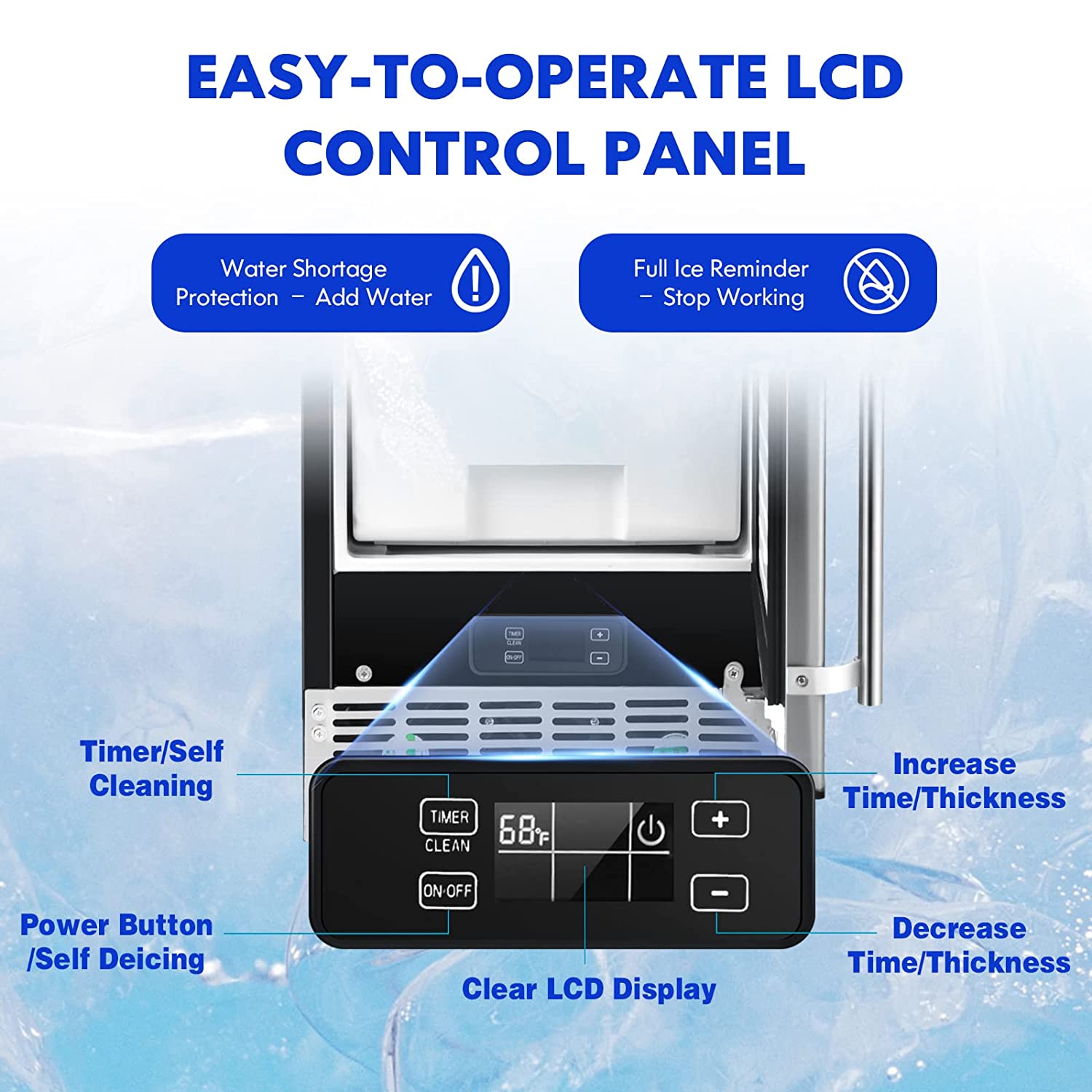 80Lbs/24H Commercial Built-in Lab Ice Maker Free-Standing Under Counter Ice Machine with LED Light and 24H Timer