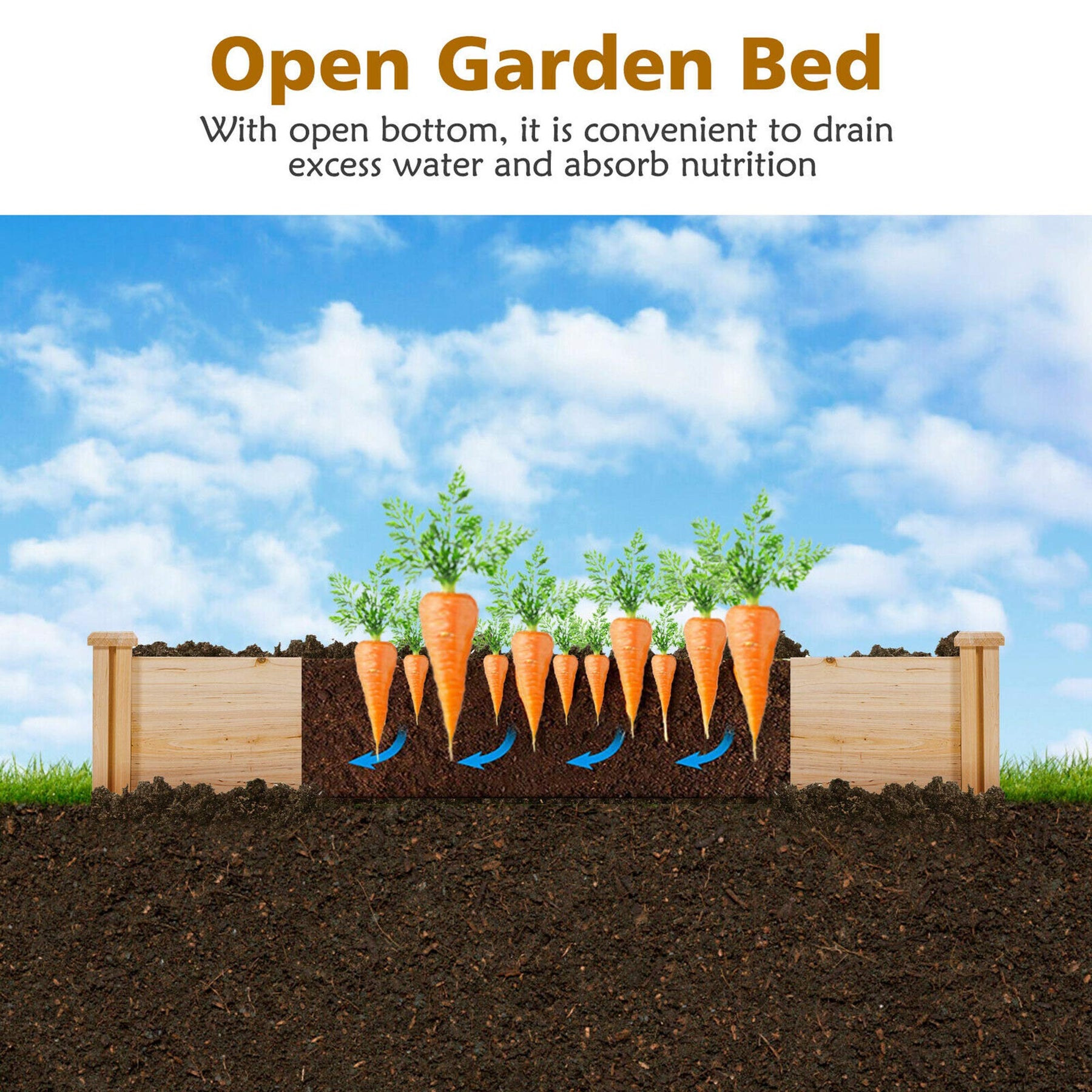 Wood U-Shaped Raised Garden Bed Planter Box for Vegetables Flowers, Garden Container for Backyard Patio Balcony