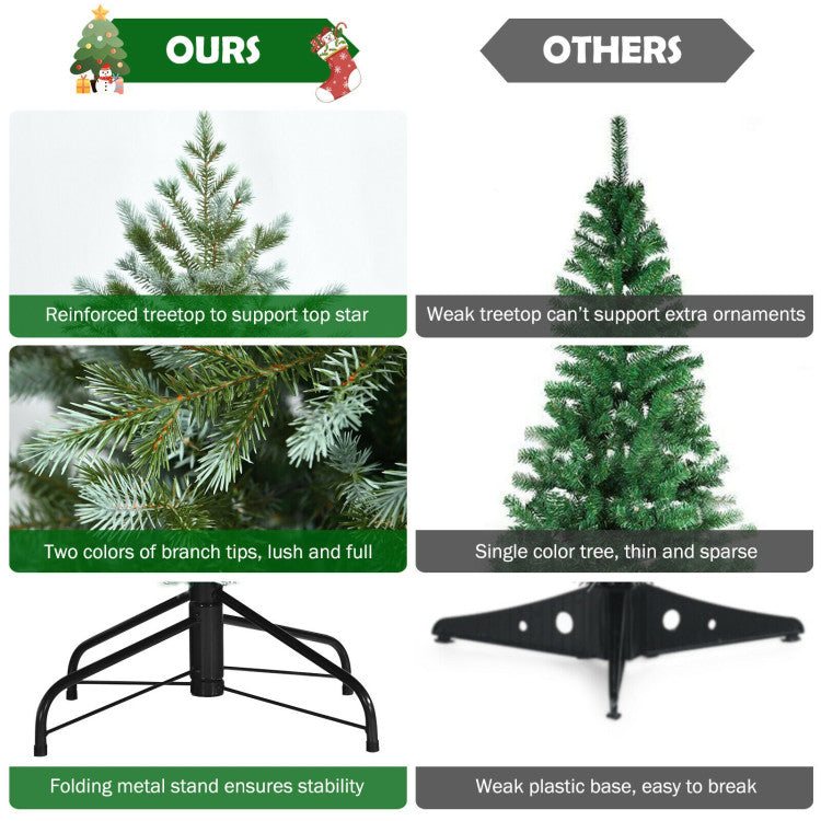 8 Feet Artificial Christmas Tree Spruce Hinged Festival Tree with Mixed PE and PVC Tips