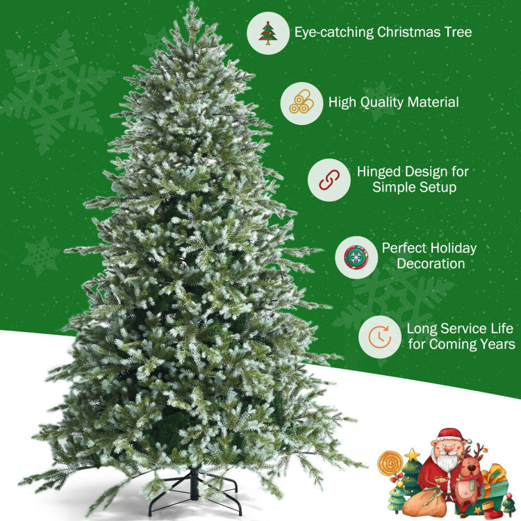 8 Feet Artificial Christmas Tree Spruce Hinged Festival Tree with Mixed PE and PVC Tips