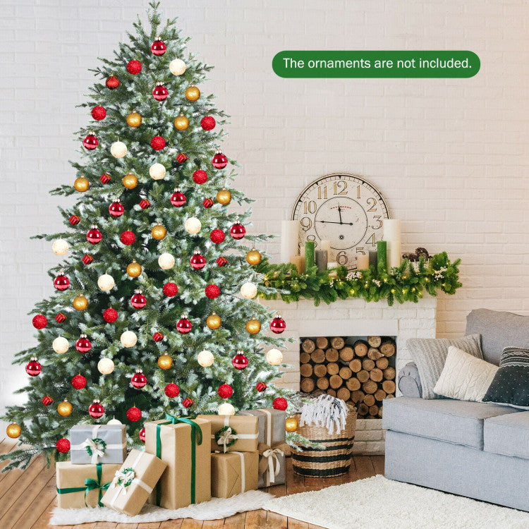 8 Feet Artificial Christmas Tree Spruce Hinged Festival Tree with Mixed PE and PVC Tips