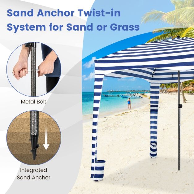 1.8 X 1.8M Foldable Beach Cabana Tent with Carrying Bag and Detachable Sidewall