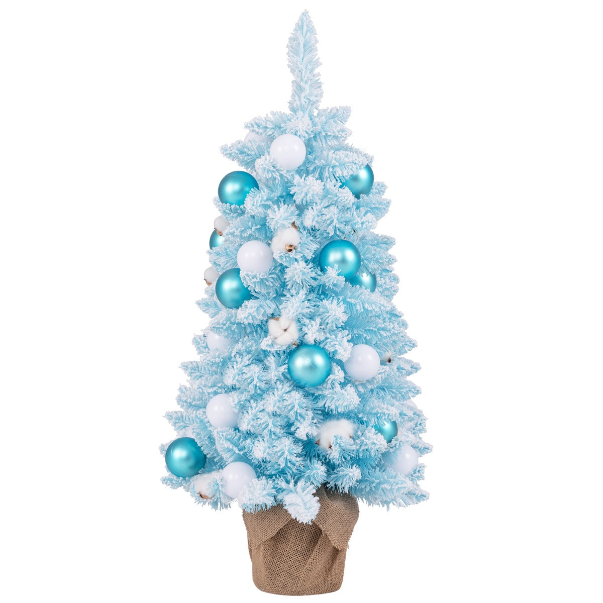 90 CM Artificial Mini Snow Flocked Christmas Tree with Natural Cotton Balls