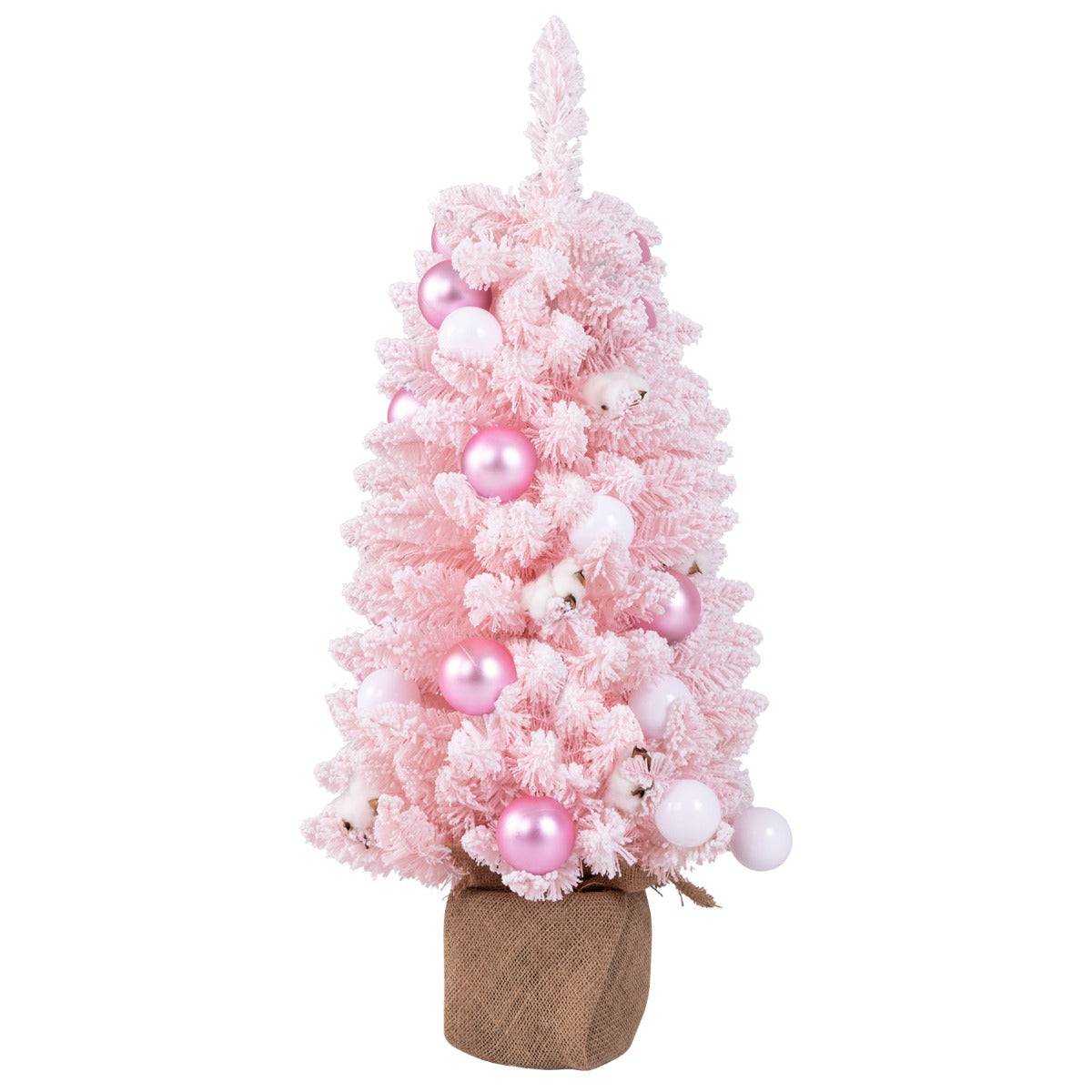 90 CM Artificial Mini Snow Flocked Christmas Tree with Natural Cotton Balls