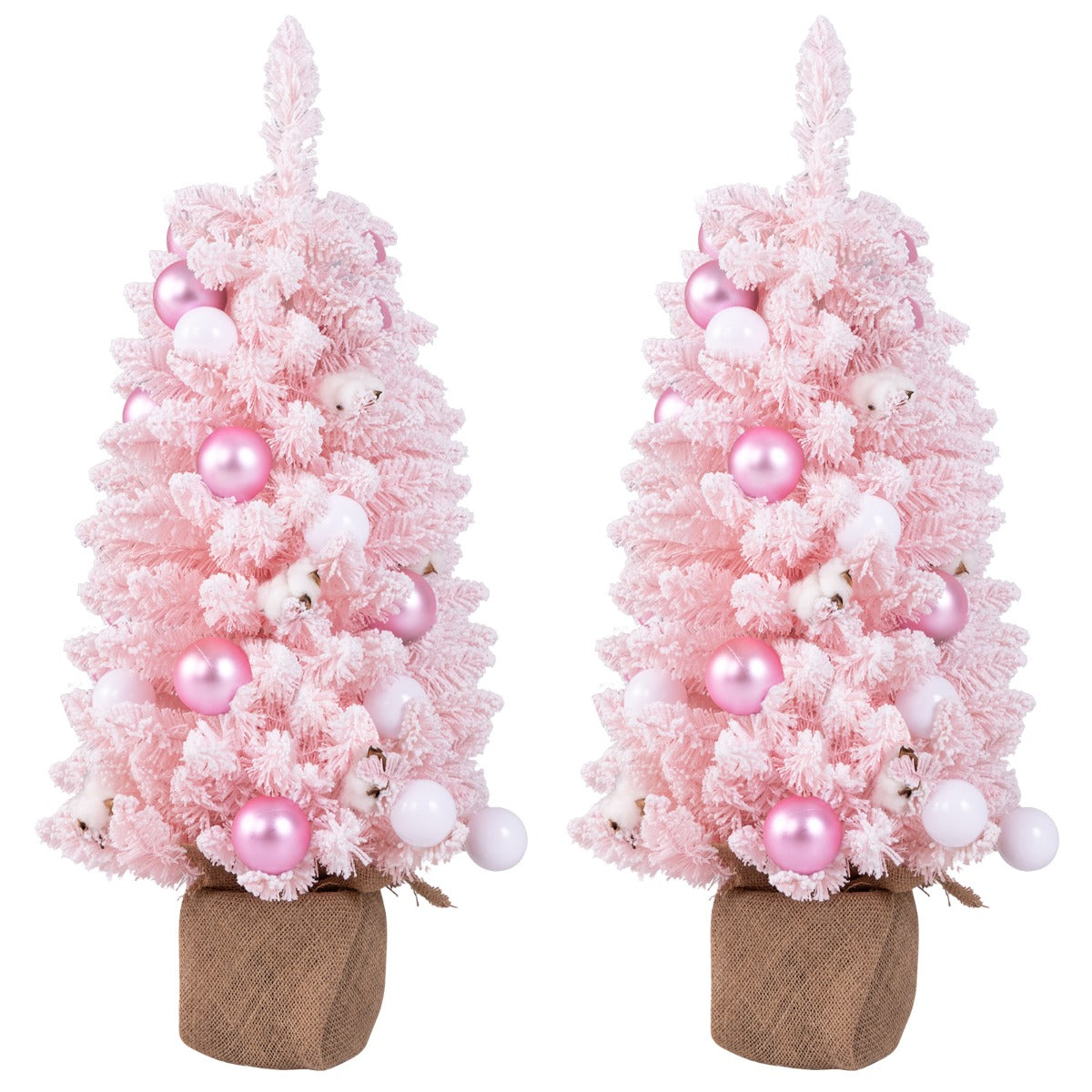 90 CM Artificial Mini Snow Flocked Christmas Tree with Natural Cotton Balls