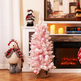 90 CM Artificial Mini Snow Flocked Christmas Tree with Natural Cotton Balls