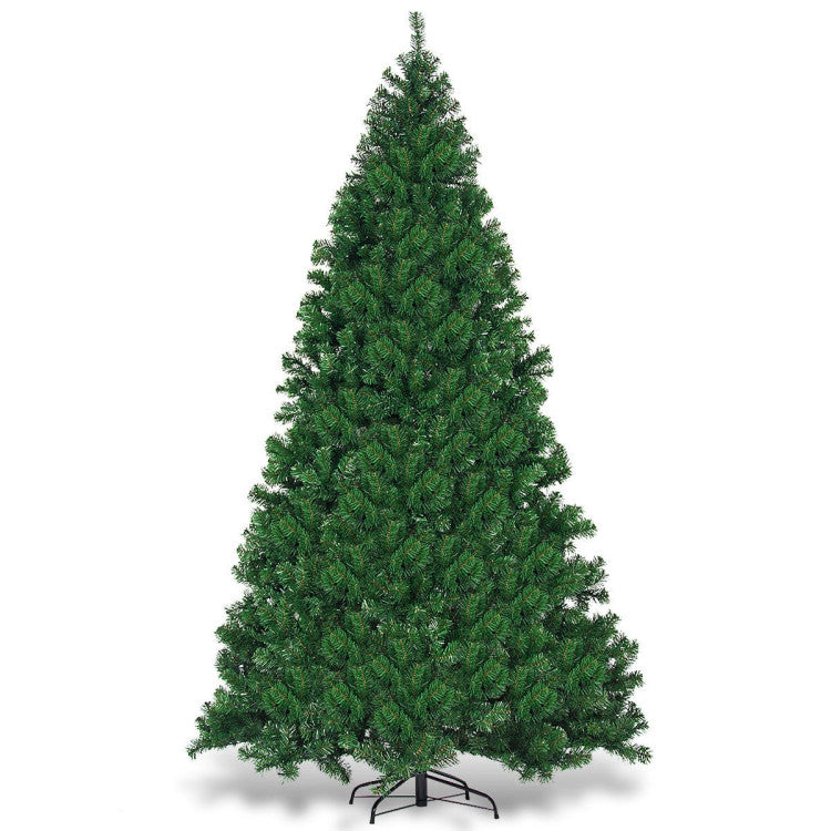 9FT Artificial Pre-lit Christmas Tree Premium Spruce Hinged Tree with 700 LED Lights and Plastic Cover