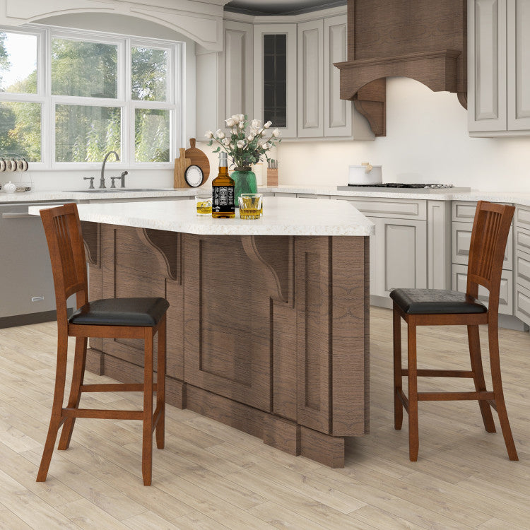 2-Piece Barstools Counter Height Bar Chair Set with Backrest and Footrests
