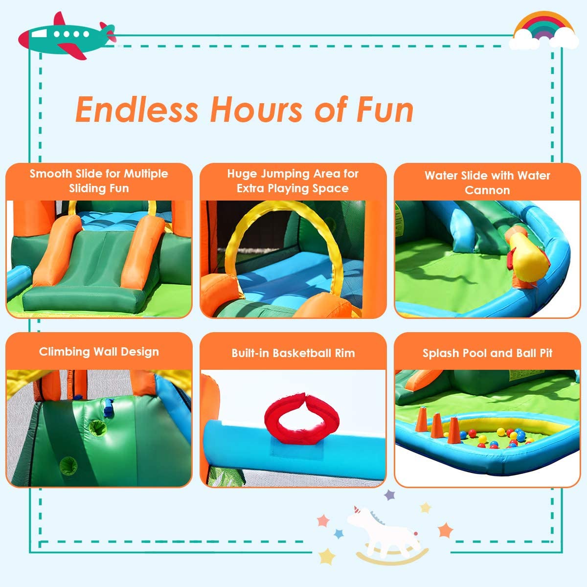 Jungle Bounce House Inflatable Castle with Water Slides