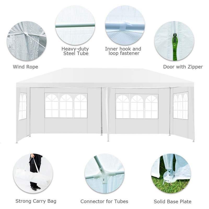 10' x 20' Outdoor Wedding Party Tent Camping Shelter Gazebo Canopy with 6 Sidewalls