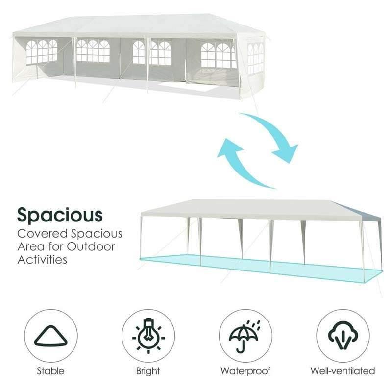 10' x 30' Outdoor Party Wedding Tent Canopy With 5 Sidewall