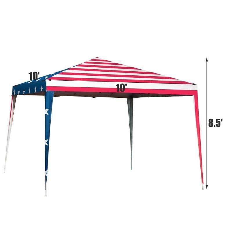 10’ x 10' Pop-up Canopy Tent With American Flag Style