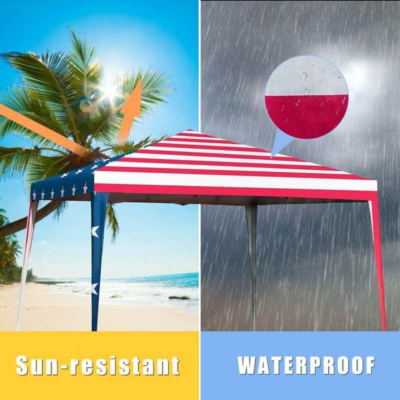 10’ x 10' Pop-up Canopy Tent With American Flag Style