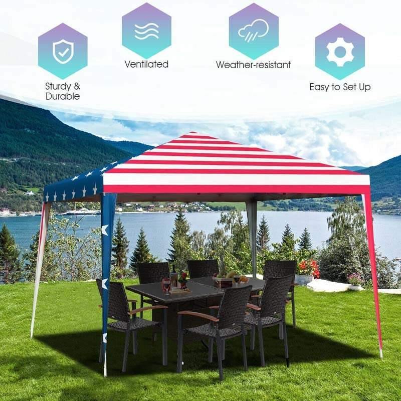 10’ x 10' Pop-up Canopy Tent With American Flag Style