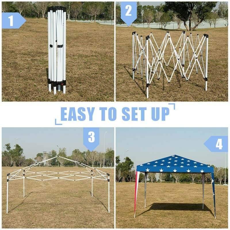 10’ x 10' Pop-up Canopy Tent With American Flag Style