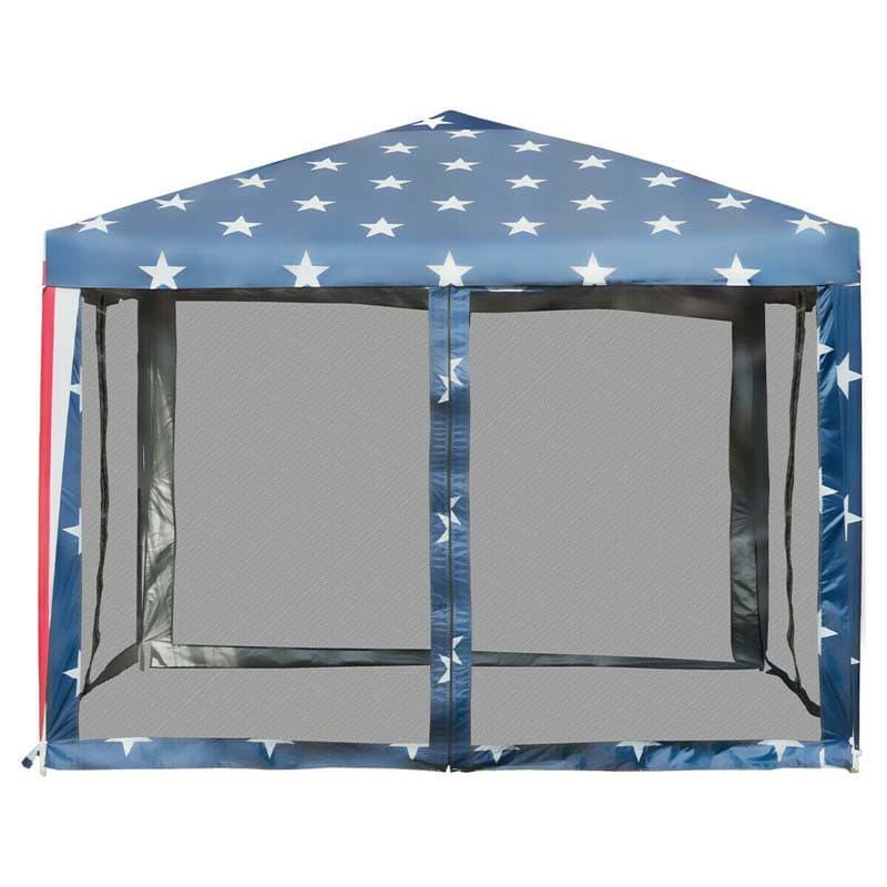 10’ x 10' Pop-up Canopy Tent With American Flag Style