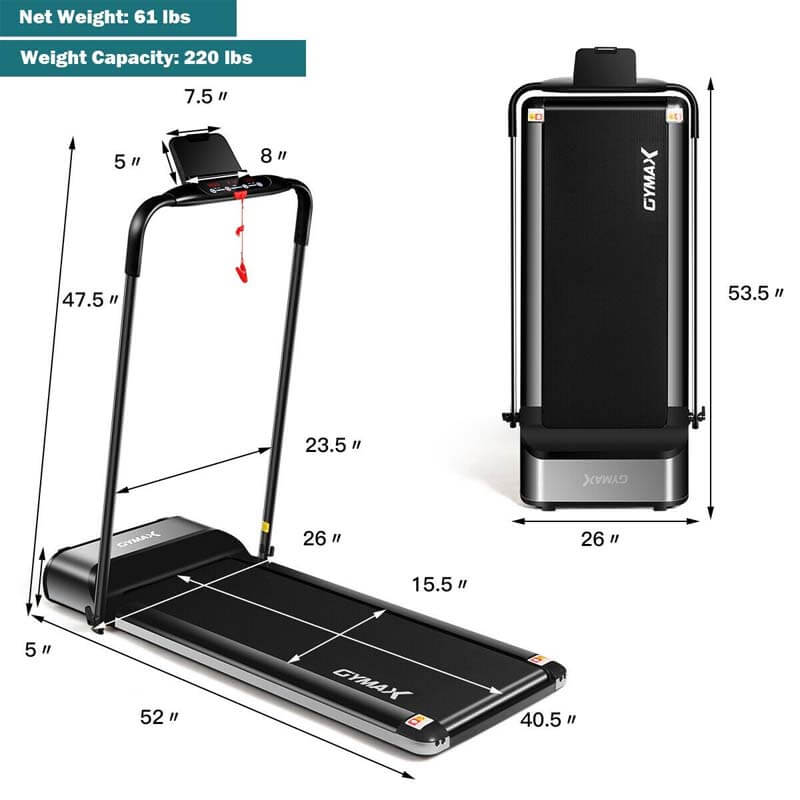 Ultra-thin Electric Folding Motorized Treadmill with LCD Monitor Low Noise