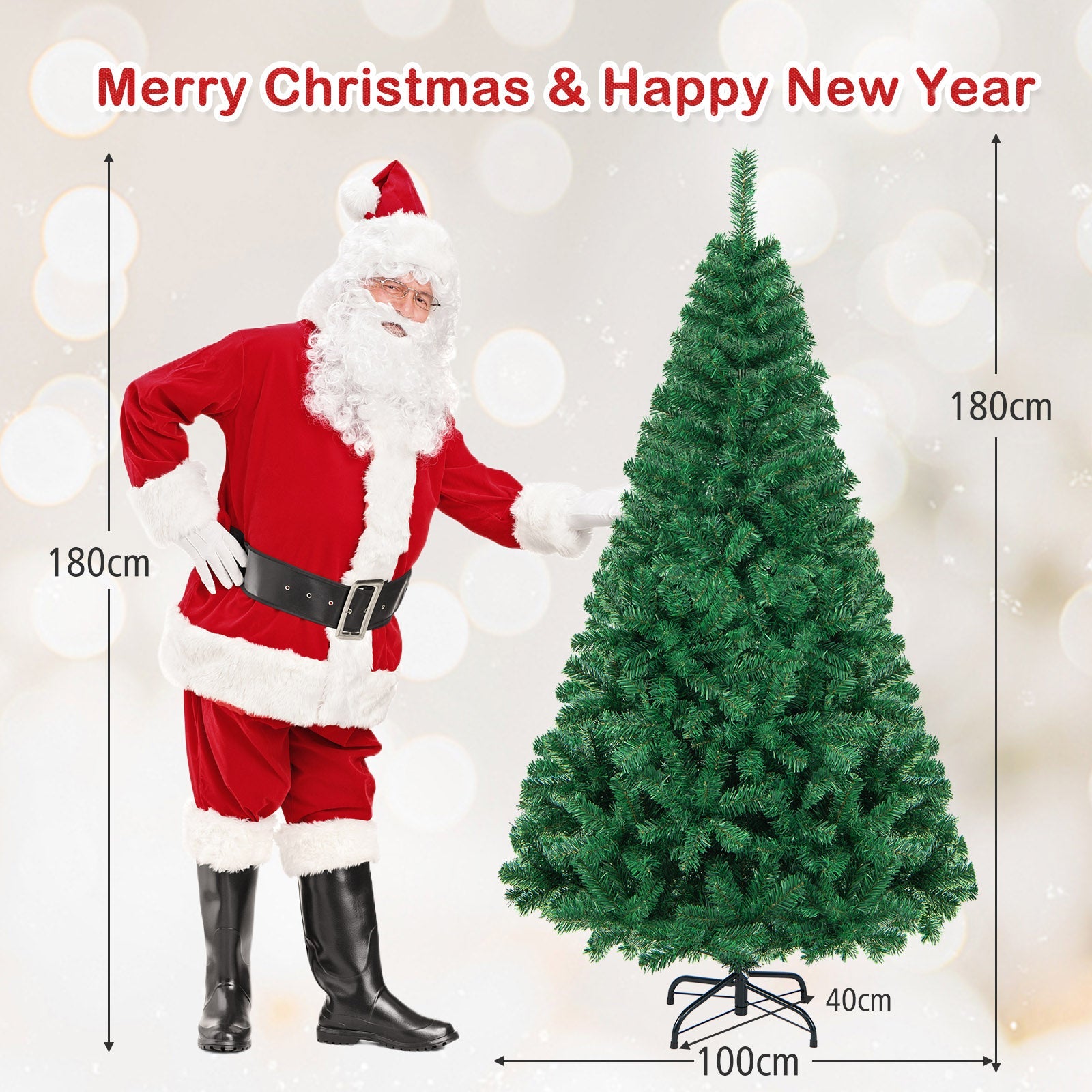 Artificial Christmas Tree Xmas Pine Tree with Solid Metal Legs