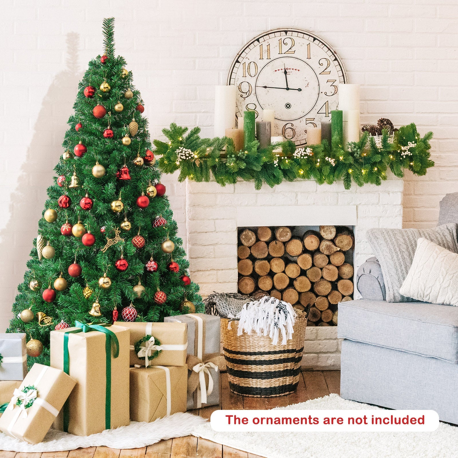 Artificial Christmas Tree Xmas Pine Tree with Solid Metal Legs