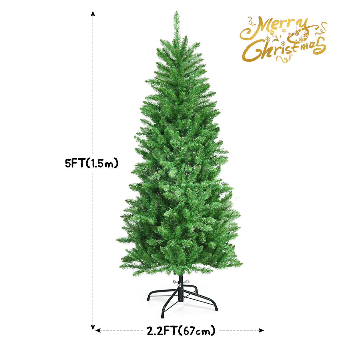 Pre Lit Christmas Tree Slim LED Xmas Tree Home Christmas Decoration Lights Green Outdoor