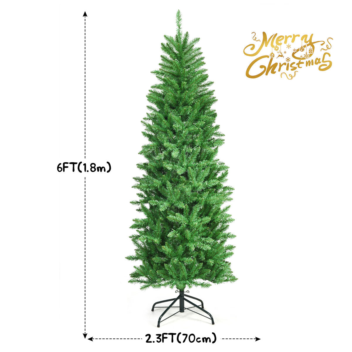 Pre Lit Christmas Tree Slim LED Xmas Tree Home Christmas Decoration Lights Green Outdoor