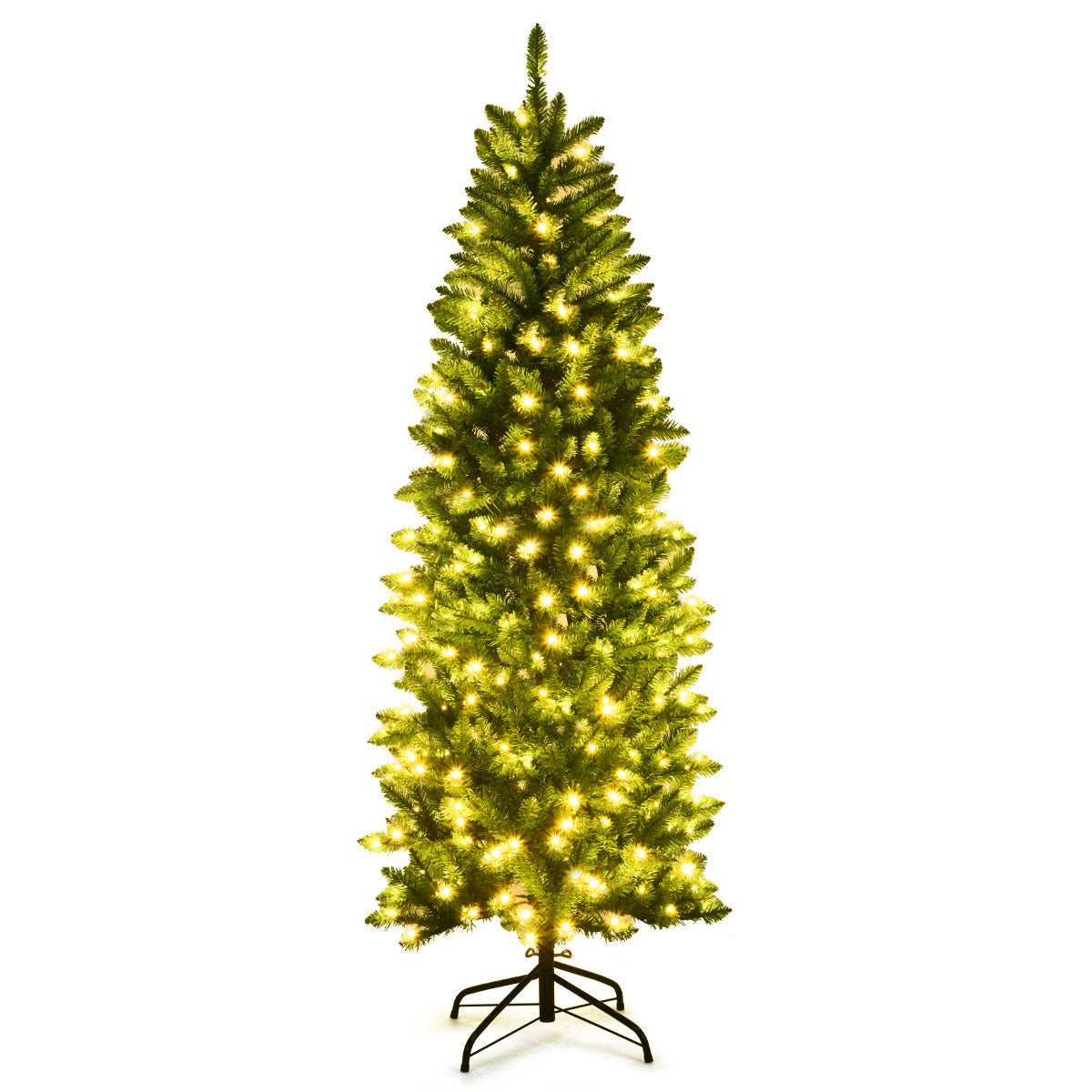 Pre Lit Christmas Tree Slim LED Xmas Tree Home Christmas Decoration Lights Green Outdoor