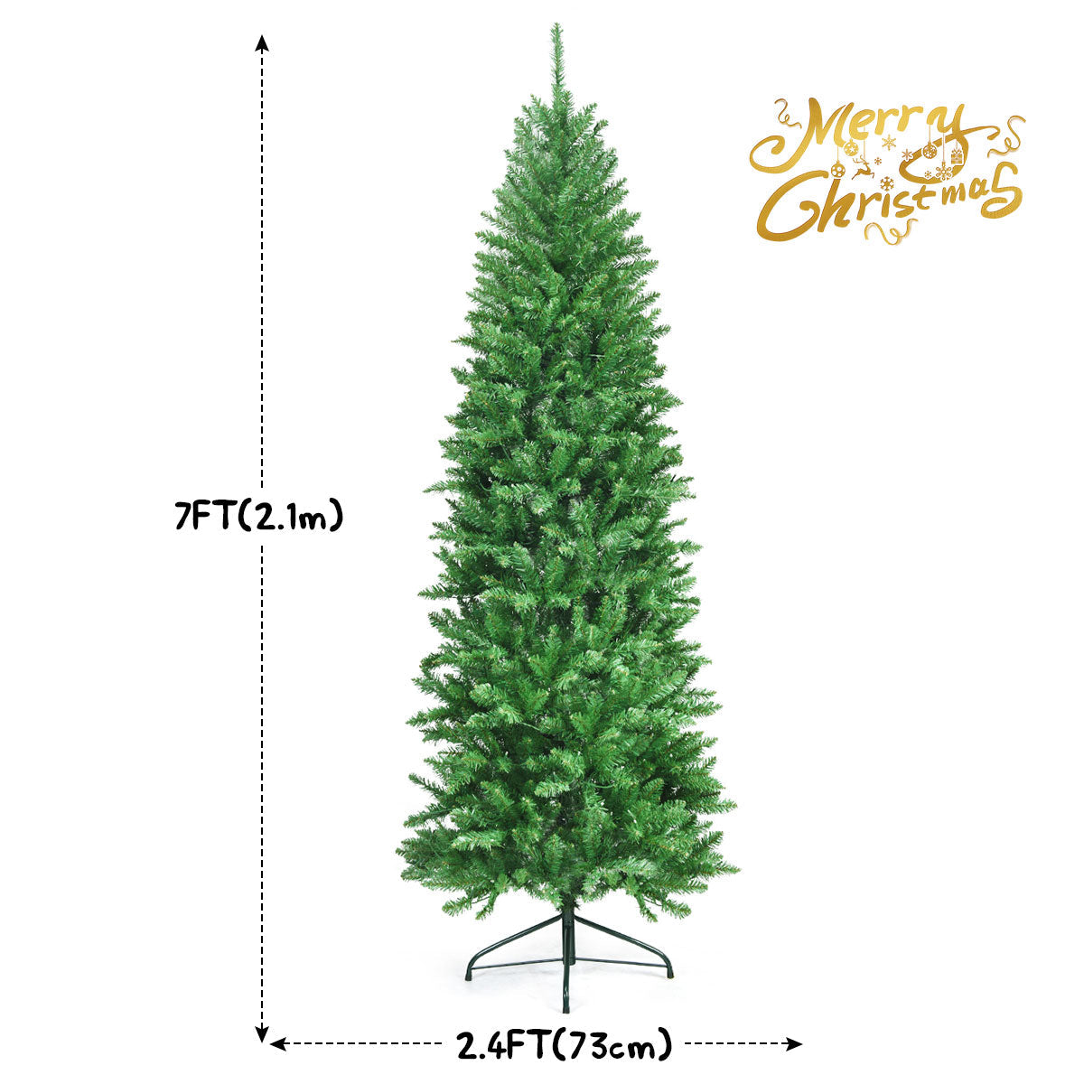 Pre Lit Christmas Tree Slim LED Xmas Tree Home Christmas Decoration Lights Green Outdoor