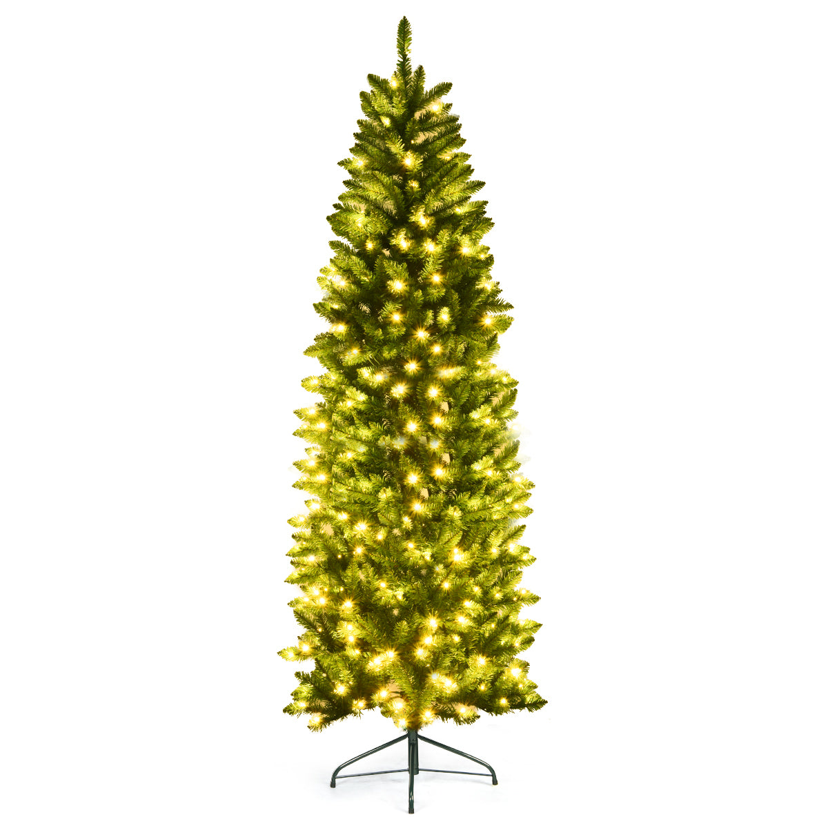 Pre Lit Christmas Tree Slim LED Xmas Tree Home Christmas Decoration Lights Green Outdoor
