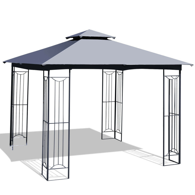 10 x 10 FT Heavy-Duty Patio Canopy Gazebo Tent with 2 Tier Vented Roof