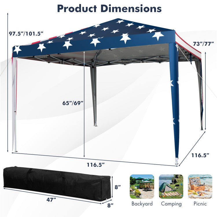 10 x 10 Feet Outdoor Pop-up Canopy Tent Gazebo Shelter with 4 Removable Mesh Walls