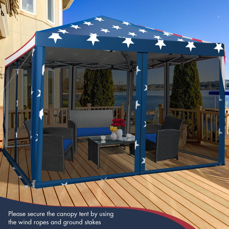 10 x 10 Feet Outdoor Pop-up Canopy Tent Gazebo Shelter with 4 Removable Mesh Walls