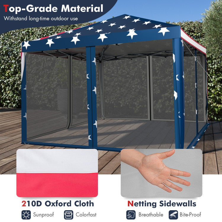 10 x 10 Feet Outdoor Pop-up Canopy Tent Gazebo Shelter with 4 Removable Mesh Walls