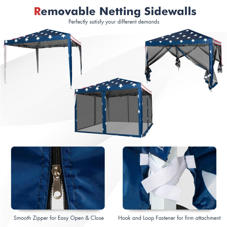 10 x 10 Feet Outdoor Pop-up Canopy Tent Gazebo Shelter with 4 Removable Mesh Walls
