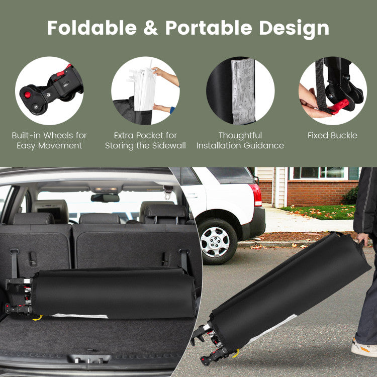 10 x 10 Feet Portable Commercial Pop-up Canopy Foldable Party Tent Awning with Detachable Sidewall and Roller Bag