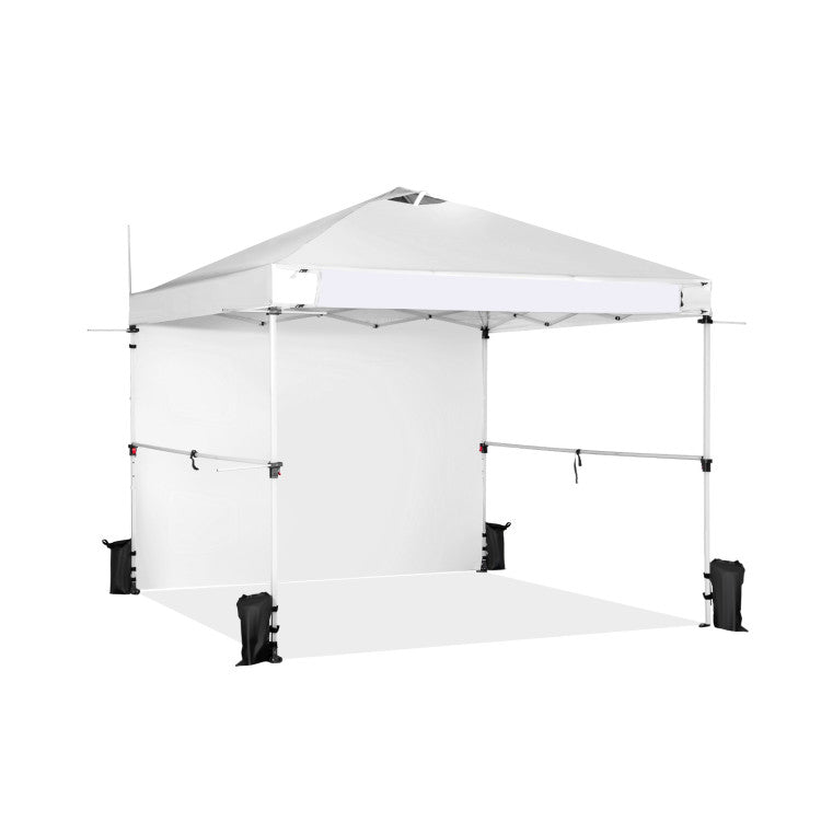 10 x 10 Feet Portable Commercial Pop-up Canopy Foldable Party Tent Awning with Detachable Sidewall and Roller Bag