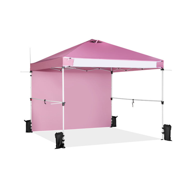 10 x 10 Feet Portable Commercial Pop-up Canopy Foldable Party Tent Awning with Detachable Sidewall and Roller Bag
