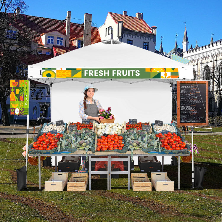 10 x 10 Feet Portable Commercial Pop-up Canopy Foldable Party Tent Awning with Detachable Sidewall and Roller Bag