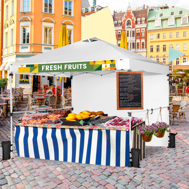 10 x 10 Feet Portable Commercial Pop-up Canopy Foldable Party Tent Awning with Detachable Sidewall and Roller Bag