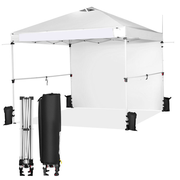10 x 10 Feet Portable Commercial Pop-up Canopy Foldable Party Tent Awning with Detachable Sidewall and Roller Bag