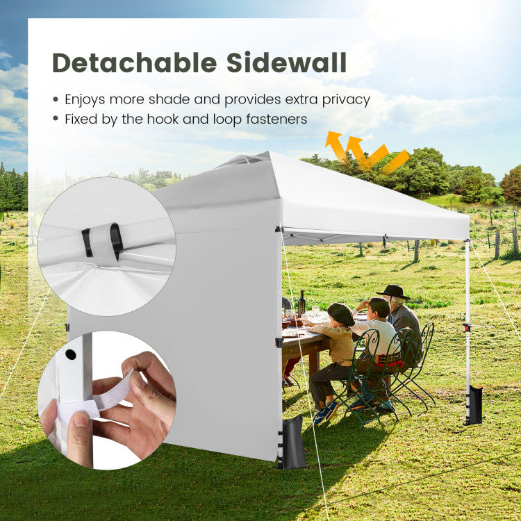 10 x 10 Feet Portable Commercial Pop-up Canopy Foldable Party Tent Awning with Detachable Sidewall and Roller Bag