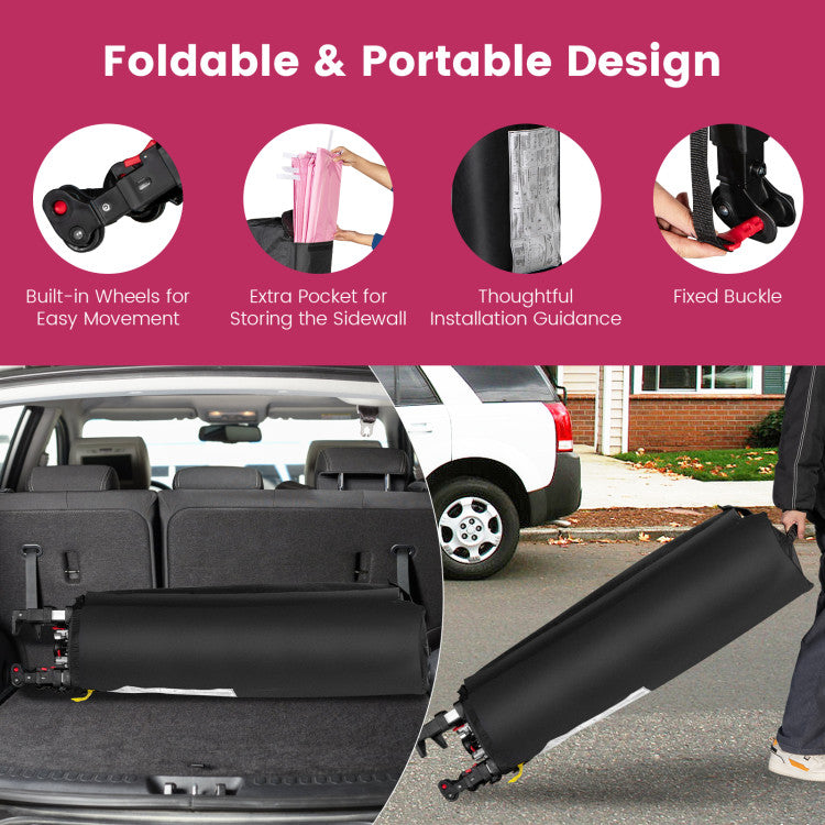 10 x 10 Feet Portable Commercial Pop-up Canopy Foldable Party Tent Awning with Detachable Sidewall and Roller Bag