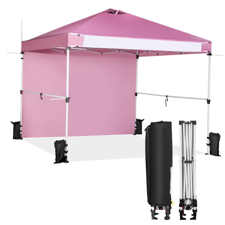 10 x 10 Feet Portable Commercial Pop-up Canopy Foldable Party Tent Awning with Detachable Sidewall and Roller Bag